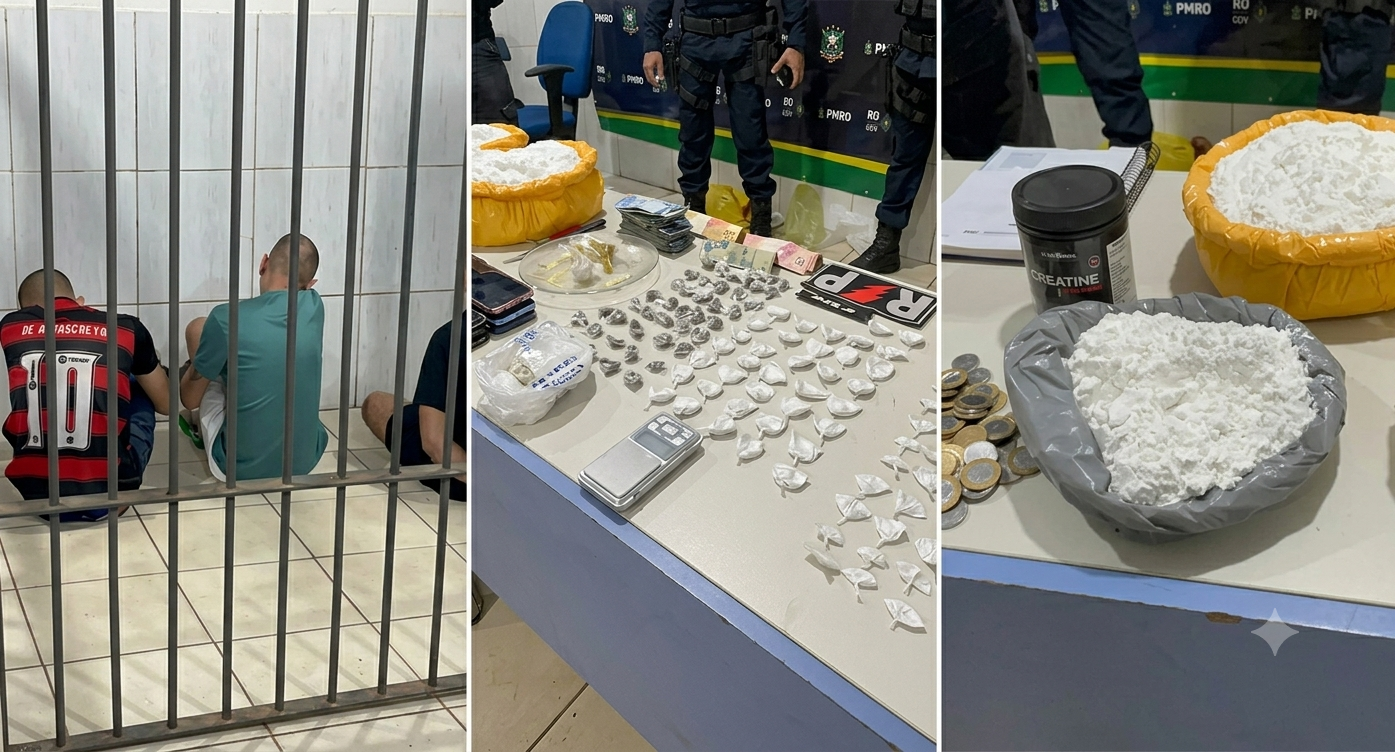  PM fecha ponto de tráfico em bar de fachada e prende três homens em Porto Velho 