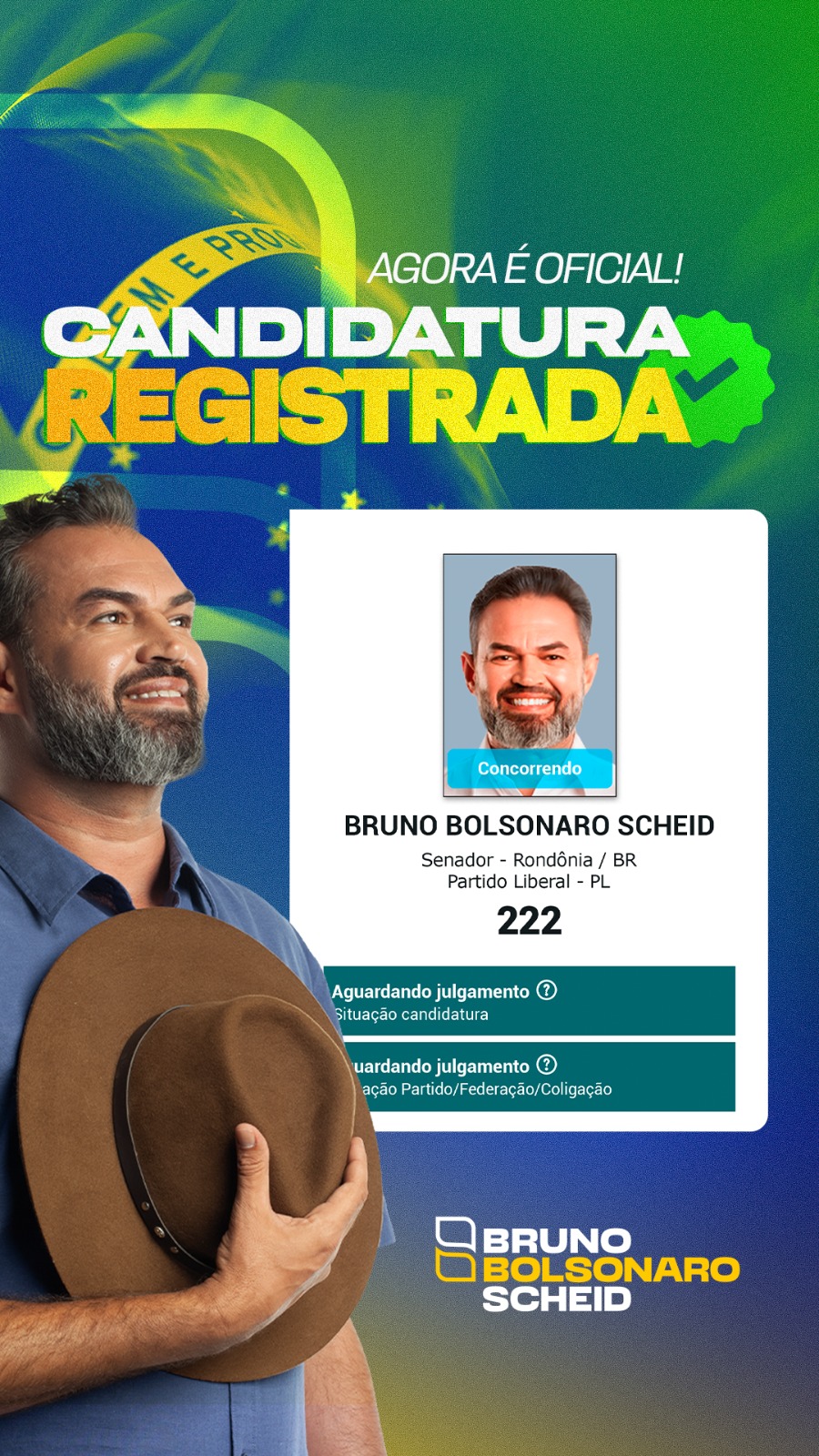 Bruno Bolsonaro Scheid é o primeiro de Rondônia a registrar candidatura ao Senado no TSE