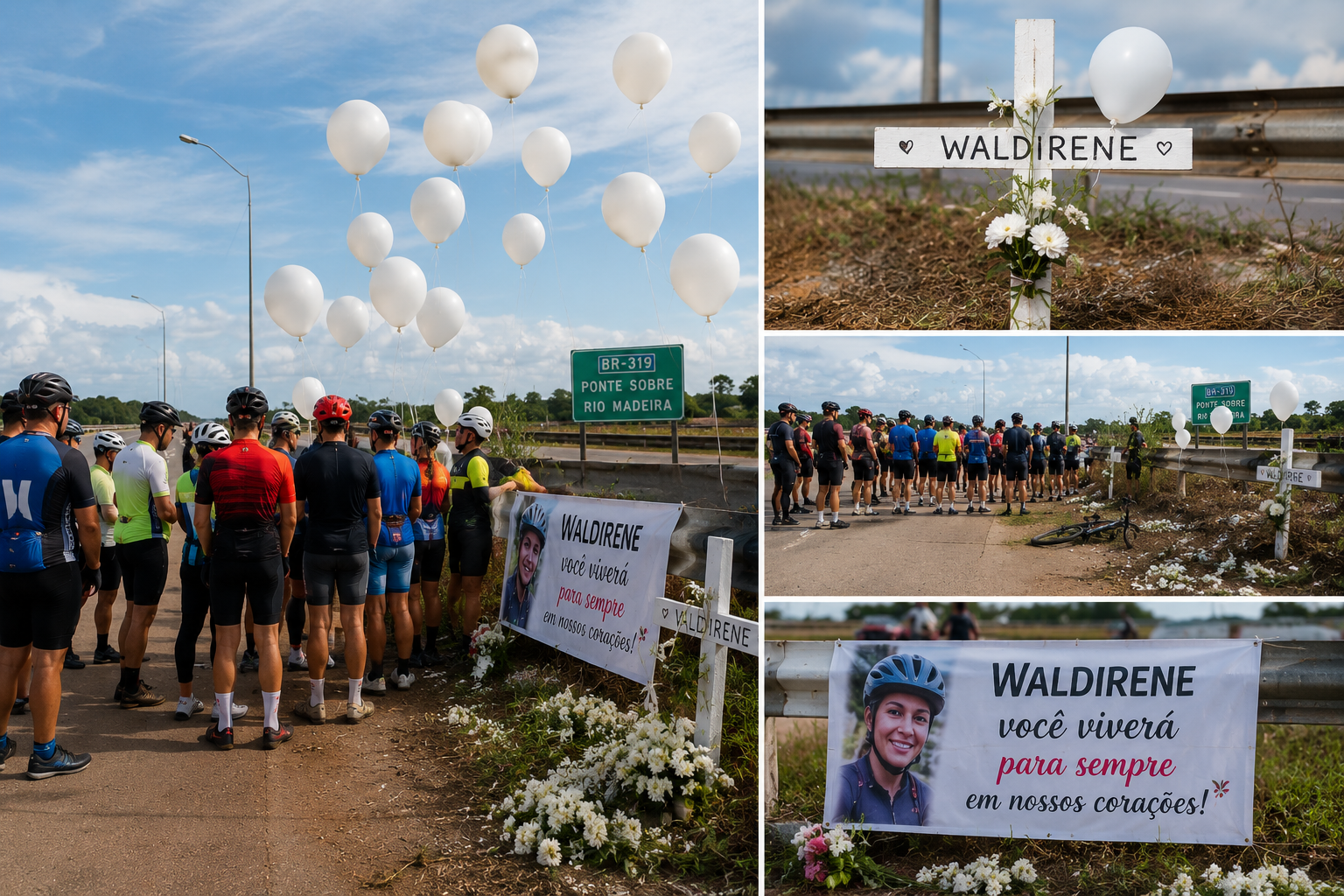 Dor sobre duas rodas: ciclistas voltam ao local onde Waldirene morreu e fazem homenagem emocionante em Porto Velho