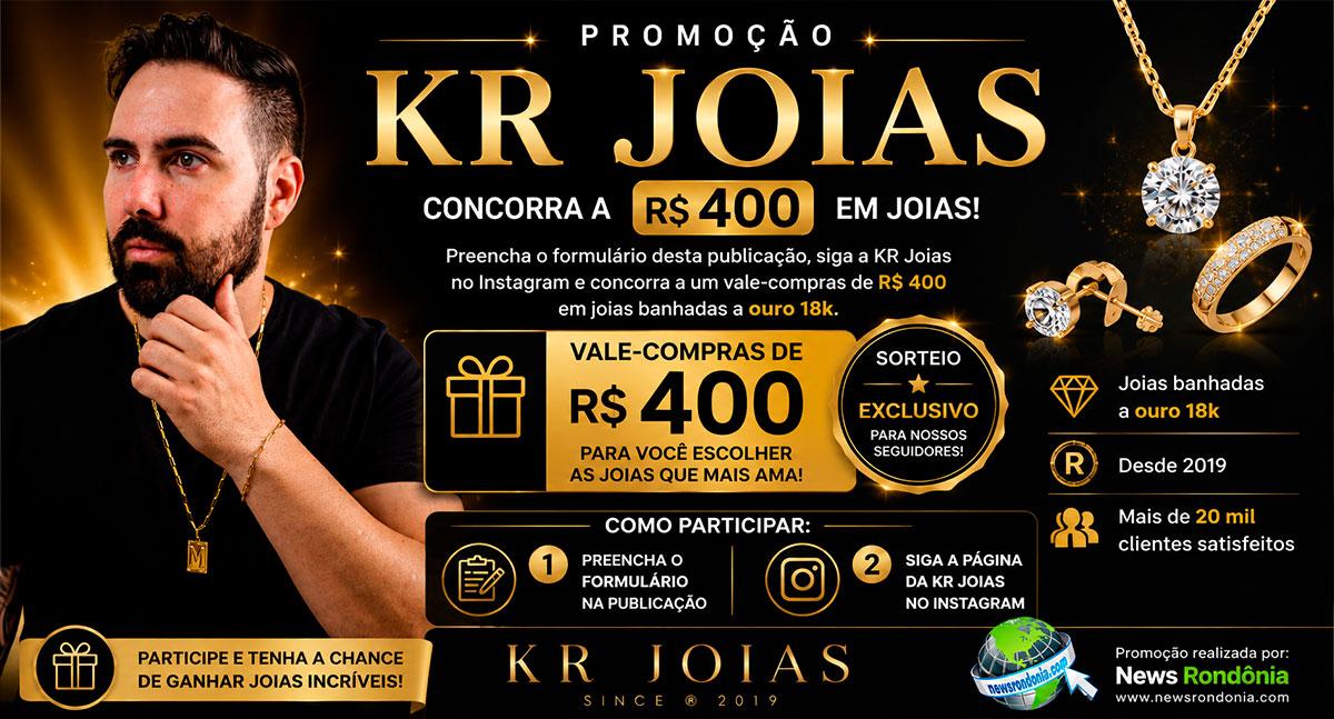 Promoção KR Joias: concorra a R$ 400 em Joias!