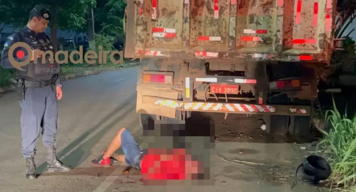 Motociclista sofre ferimentos graves depois de colidir com caçamba estacionada em Porto Velho