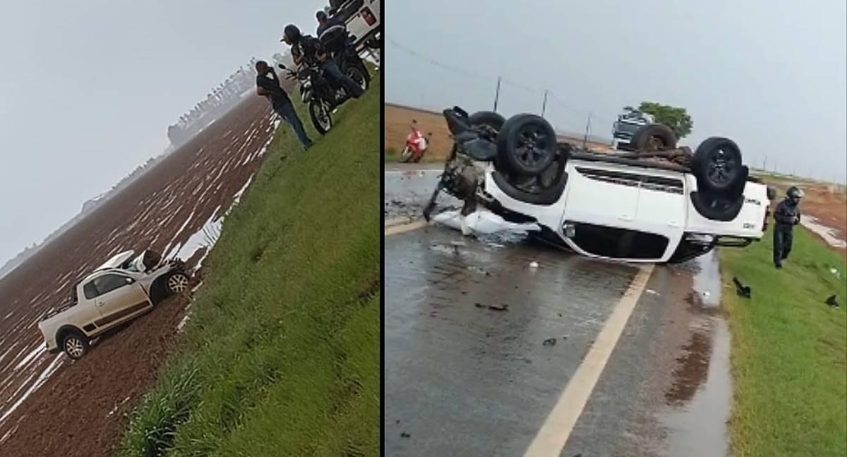 Acidente frontal entre duas caminhonetes deixa uma pessoa morta na BR-174, em Vilhena
