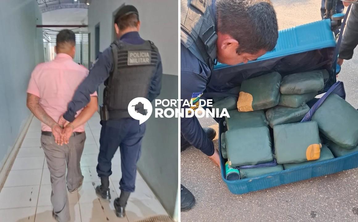 Motorista de ônibus da Eucatur é preso com 61 kg de drogas em Porto Velho
