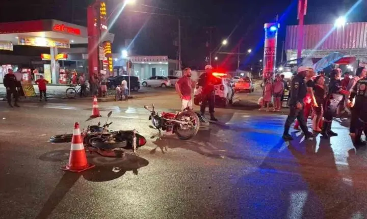 Acidente entre duas motos deixa três pessoas feridas na zona Leste de Porto Velho