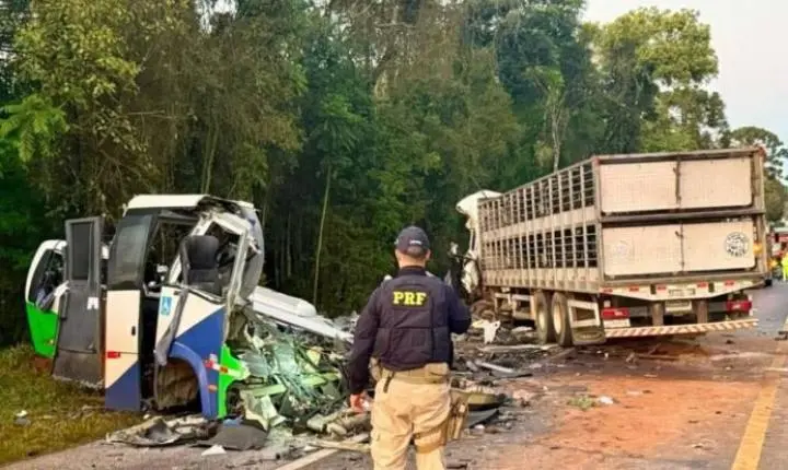 Acidente entre micro-ônibus e carreta deixa 23 mortos na BR-373