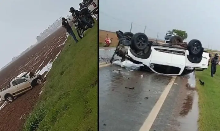 Acidente frontal entre duas caminhonetes deixa uma pessoa morta na BR-174, em Vilhena