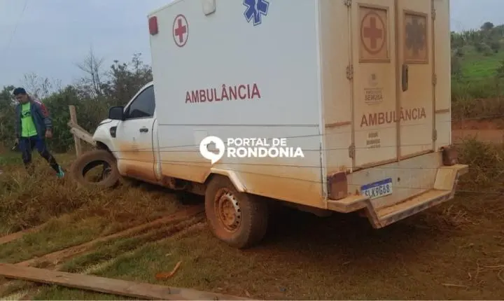 Ambulância da Semusa perde controle, atropela cachorro e bate em cerca em Distrito de Porto Velho