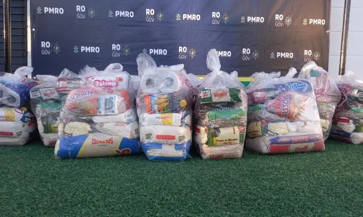 Amistoso beneficente entre PMRO e Miners arrecada meia tonelada de alimentos para famílias em situação de vulnerabilidade