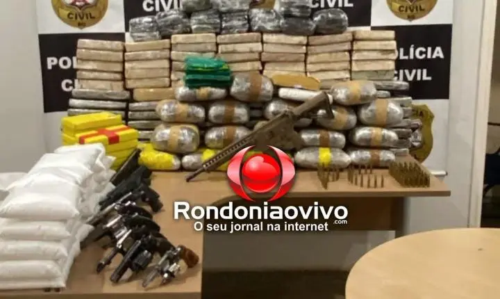 ARSENAL: Operação policial apreende 146 kg de drogas, fuzil e várias outras armas