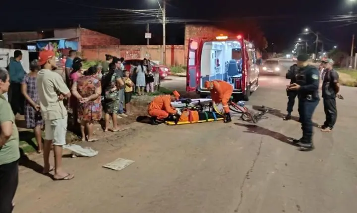 Ciclista fica ferida depois de colisão com caminhão em cruzamento de RO