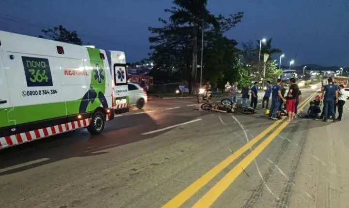 Colisão entre duas motocicletas deixa ferido e mobiliza resgate na BR-364