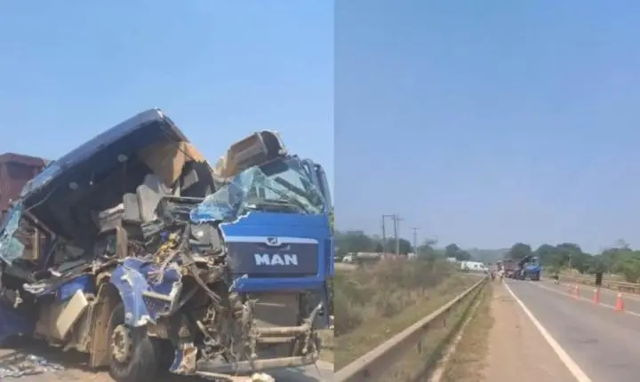 Colisão traseira entre caminhões complica trânsito na BR-364