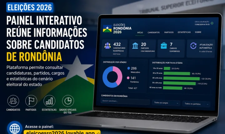 Painel interativo reúne informações sobre candidatos de Rondônia nas eleições de 2026