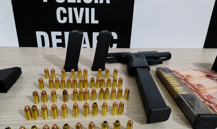 Polícia Civil apreende pistola calibre .380, carregadores prolongados e munições durante operação do DENARC em Porto Velho