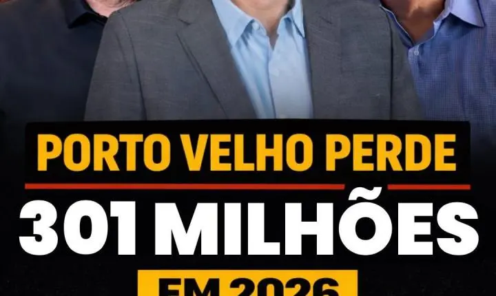Porto Velho registra queda de R$ 301 milhões no orçamento de 2026; vereador critica gestão municipal